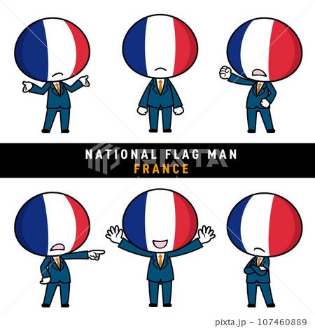 フランスの国旗を擬人化したキャラクターセット 107460889