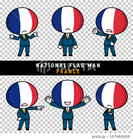 フランスの国旗を擬人化したキャラクターセット 107460889