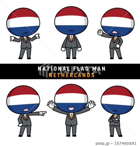 オランダの国旗を擬人化したキャラクターセット 107460891