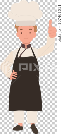 Happy Kid Chef Giving Approval Sign. Kid Chef with Thumbs Up Gesture 107461011