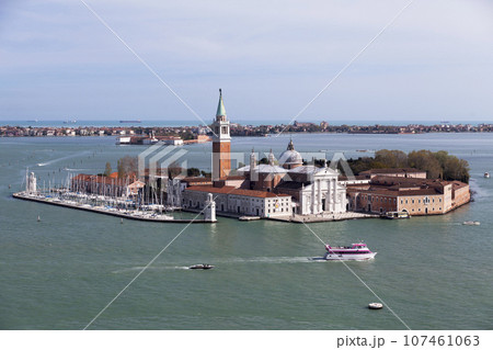 Aerial view of San Giorgio Maggiore in Venice Aerial view of San Giorgio Maggiore in Venice 107461063