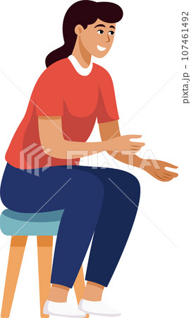 Happy Young Woman Talking Conversation with a Friend, Flat Style Illustration. Happy Young Woman Talking Conversation with a Friend, Flat Style Illustration. 107461492