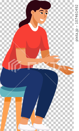 Happy Young Woman Talking Conversation with a Friend, Flat Style Illustration. Happy Young Woman Talking Conversation with a Friend, Flat Style Illustration. 107461492