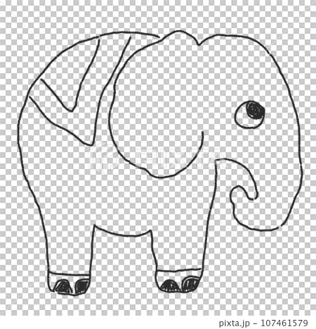 泰國旅行大象單色時尚手寫插畫素材 107461579