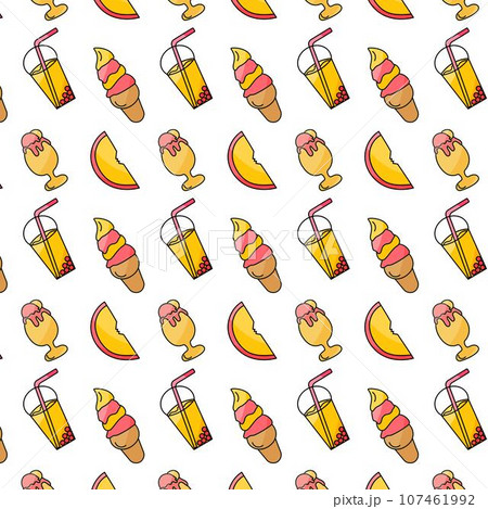 cocktail alcoholic ice cream melon fruit pattern 107461992