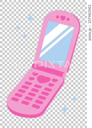 Illustration of a pink flip phone (foldable mobile phone) Illustration of a pink flip phone (foldable mobile phone) 107462001