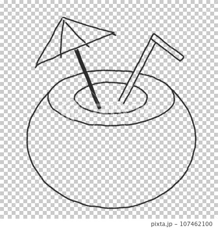 Thai coconut juice monochrome stylish handwritten illustration material 107462100