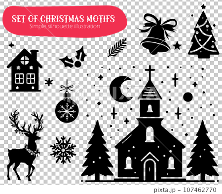 Christmas motif set, silhouette illustration 107462770