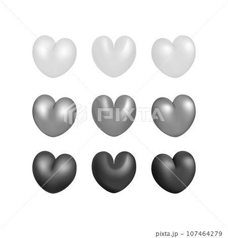 3D hearts set vector illustration design. 107464279