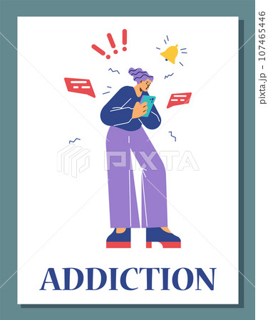 Happy man walking with GPS navigator, flat vector illustration isolated on white background. 107465446