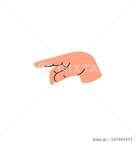 American sign language P letter, flat vector illustration isolated on white background. American sign language P letter, flat vector illustration isolated on white background. 107465471