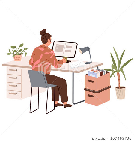 People office work. Vector illustration. A business person utilizes their knowledge and experience to drive success in corporate world Office workers interact with clients and customers to fulfill People office work. Vector illustration. A business person utilizes their knowledge and experience to drive success in corporate world Office workers interact with clients and customers to fulfill 107465736