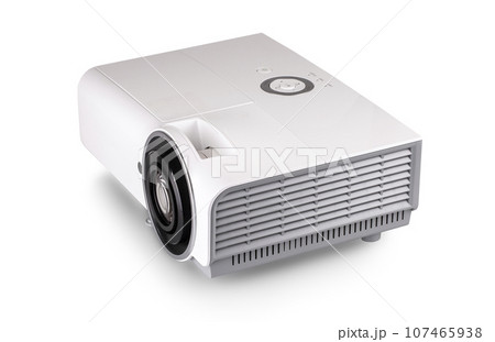 White LCD Projector Video Presentation and Home Theatre Entertainment isolated on white White LCD Projector Video Presentation and Home Theatre Entertainment isolated on white 107465938