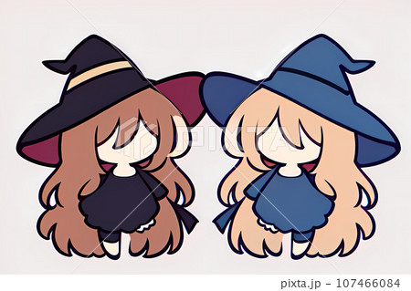 ハロウィンの仮装をした2人の女の子（AIイラスト） 107466084