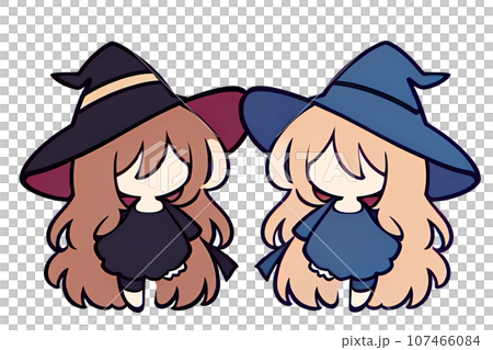 ハロウィンの仮装をした2人の女の子（AIイラスト） 107466084