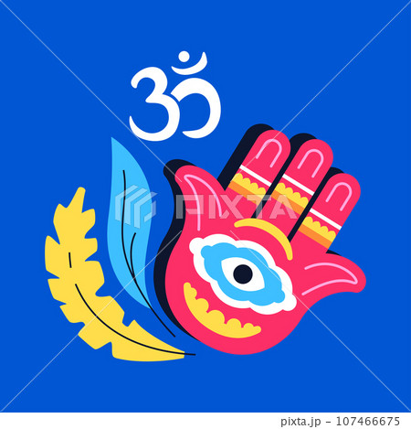 Hamsa hand shaped Amulet - modern colored vector illustration Hamsa hand shaped Amulet - modern colored vector illustration 107466675