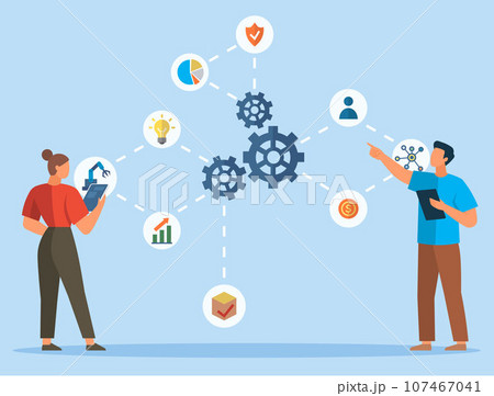 Automation business. Vector illustration. Selecting RPA mode Intelligent system automation Internet of things technology of home automation system AI artificial intelligence Industry, productivity, Automation business. Vector illustration. Selecting RPA mode Intelligent system automation Internet of things technology of home automation system AI artificial intelligence Industry, productivity, 107467041