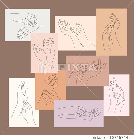 hand care applying moisturizer and manicure finger nail line art set hand care applying moisturizer and manicure finger nail line art set 107467442