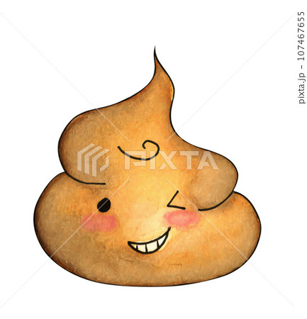 Watercolor painting of Smiling Poop. Watercolor painting of Smiling Poop. 107467655