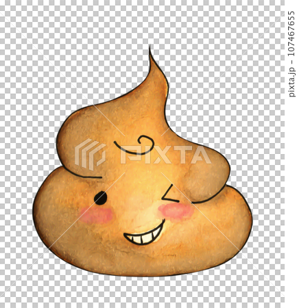 Watercolor painting of Smiling Poop. 107467655