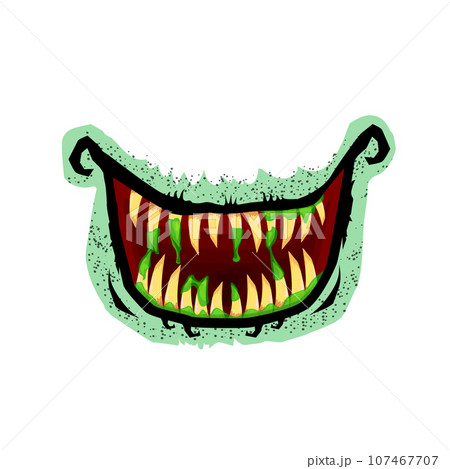 Vector cartoon funny zombie monster open mouth - Stock
