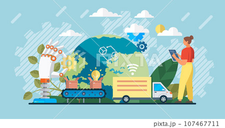 Automation business. Vector illustration. Mechanical technology machine engineering symbol Business process automation, business process workflow, automated business system Technology for delivery 107467711