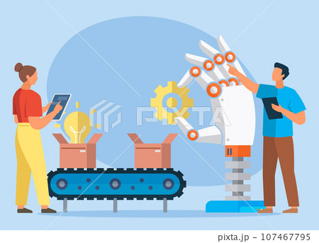 Automation business. Vector illustration. Selecting RPA mode Intelligent system automation delivery of things technology of business automation system AI artificial intelligence Industry, productivity 107467795