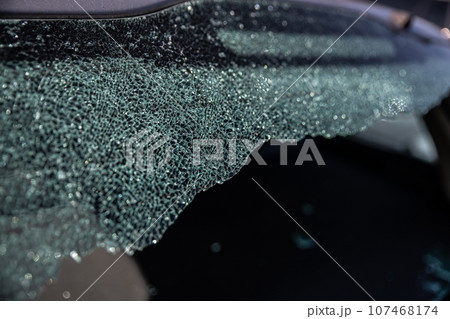 Broken car window after a break-in Broken car window after a break-in 107468174