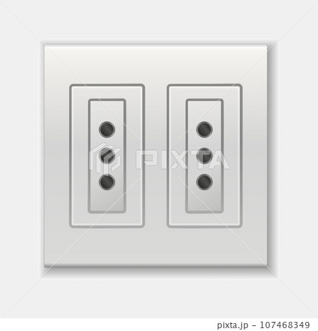 Realistic socket. Used in the Italy and Chile. Adapters. Isolated electrical equipment on wall. Type L. Vector multiple standards socket for plug 107468349