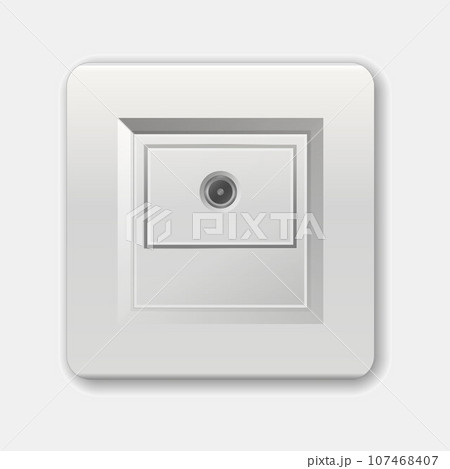 Realistic socket. Tv socket vector illustration. Adapters. Isolated electrical equipment on wall for television cable. Vector multiple standards socket for plug. Ac adapters for electrical appliances 107468407