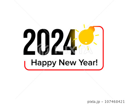 Light up 2024 Happy New Year celebration its good idea for your web banners, posters, calendars, and greeting cards. Vector illustration. 107468421