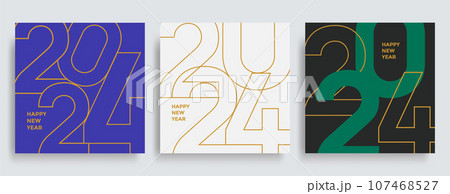 2023 Happy New Year posters set. Christmas card 2023 Happy New Year posters set. Christmas card 107468527