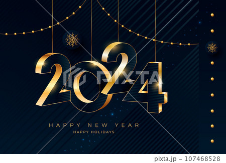 Happy New Year 2024 greeting card design template 107468528