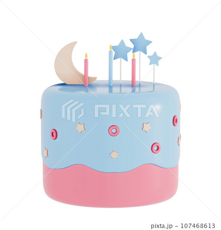 Birthday cake party element on transparent background, Colorful delicious desserts . 3D rendering Birthday cake party element on transparent background, Colorful delicious desserts . 3D rendering 107468613
