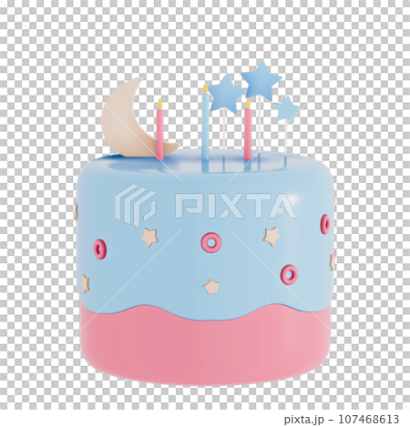 Birthday cake party element on transparent background, Colorful delicious desserts . 3D rendering Birthday cake party element on transparent background, Colorful delicious desserts . 3D rendering 107468613