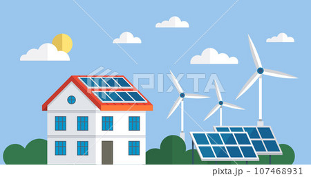 Electric energy technology off grid OTG inverter, charge controller, battery, meter, solar panels and wind turbines. Solar cell system. Solar panel system collector from poly crystalline square cells Electric energy technology off grid OTG inverter, charge controller, battery, meter, solar panels and wind turbines. Solar cell system. Solar panel system collector from poly crystalline square cells 107468931