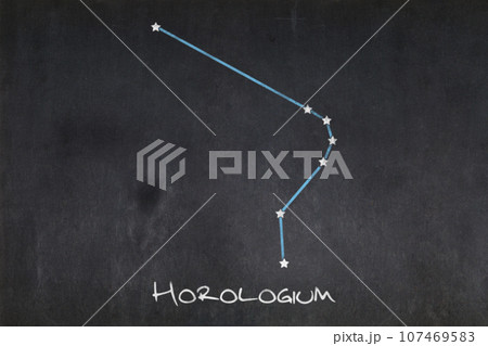 Horologium constellation drawn on a blackboard 107469583