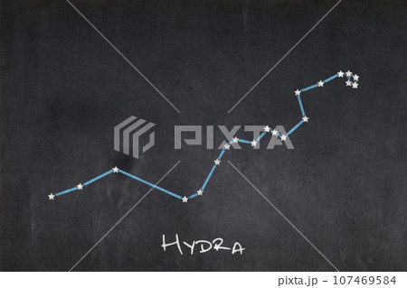 Hydra constellation drawn on a blackboard Hydra constellation drawn on a blackboard 107469584
