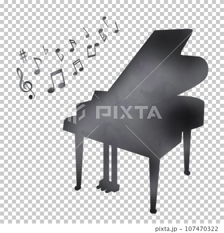 水彩風格三角鋼琴剪影 水彩風格三角鋼琴剪影 107470322
