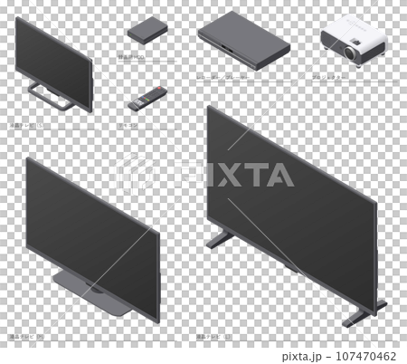 Illustration set 9 of household electrical appliances drawn using isometric projection [Video equipment] 107470462