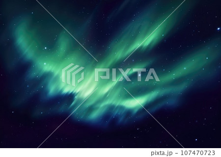 Panorama of Aurora borealis, Northern lights with starry in the night sky 107470723