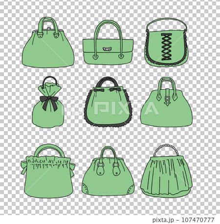 綠色手袋插畫集 綠色手袋插畫集 107470777