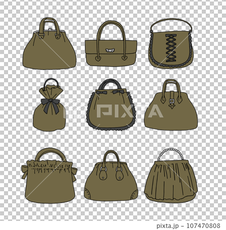 Illustration set of brown handbag 107470808