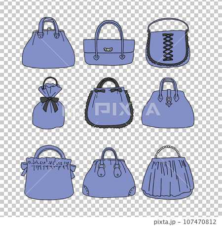 Blue handbag illustration set 107470812