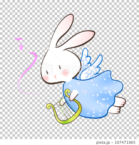 Illustration of an angel rabbit with a harp Illustration of an angel rabbit with a harp 107471865