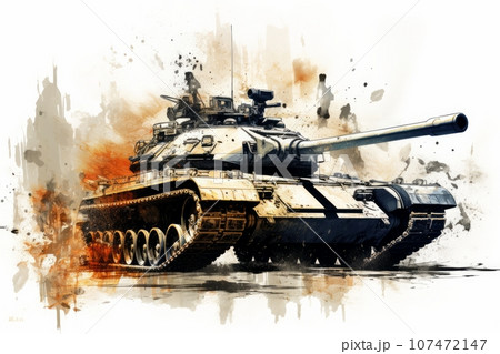 Colorful illustration of a military tank 107472147