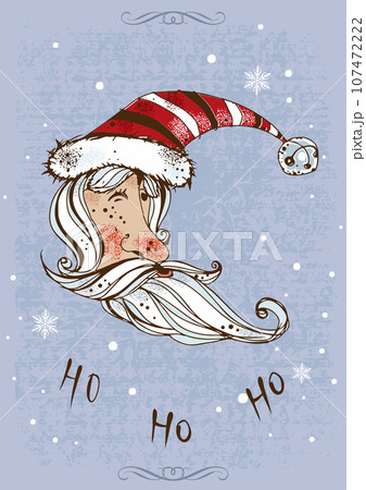 Christmas card with Santa Claus. Ho ho ho. Vector. Christmas card with Santa Claus. Ho ho ho. Vector. 107472222