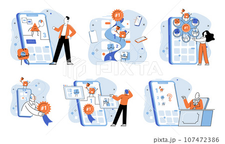 Bes application metaphor. Vector illustration. Quality control, compass guiding application towards excellence Application score, yardstick to gauge performance of best app Bes application metaphor. Vector illustration. Quality control, compass guiding application towards excellence Application score, yardstick to gauge performance of best app 107472386