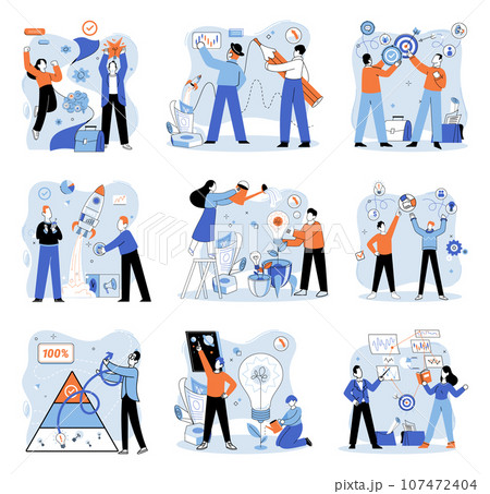 Successful project launch. Vector illustration. A development project idea, seed from which innovative solutions cgrow Project launch management, glue holding all elements of project together 107472404