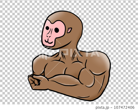 マッチョ猿_左向きのイラスト素材 [107472406] - PIXTA